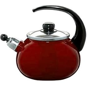Whistling Stove Top Kettle, Non Toxic Enamel Coating,2.0L/cherry