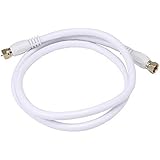 Monoprice 104057 3-Feet RG6 75Ohm Quad Shield CL2 Coaxial Cable with F Type Connector - White