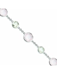Genuine .925 Sterling Silver With Rose And Mint Quartz Circle Bracelet 5 Grams . 100% Satisfaction Guaranteed.