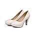AmoonyFashion Girls Closed Round Toe High Heel Platform Patent Leather PU Solid Pumps