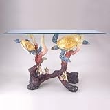 Sea Turtle Brass Glass Console Table