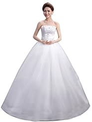 Strapless Floor Length  Organza/Satin Sequined  Ball Gown Bandage Dress/Wedding Dress 