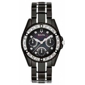 Bulova #98R111 Women's Two Tone Black IP Multi Function Watch