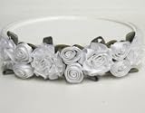 Baby Hair Band Kids Kapers Satin Roses #White/Leaves