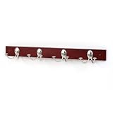 Spectrum 79778 Stratford Wood Rack with 4 Double Satin Nickel Hooks, Walnut Finish