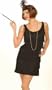 Womens 20s Costume Black Fringe Flapper Girl Dress Womens U.S. XL (14-18)