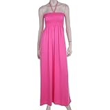 Comfortable Jersey Feel Solid Color Smocked Bodice String Halter Maxi / Long Dress ( 5 Colors ) ( Free Shipping )