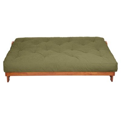 Suede Foam Futon Mattress Color: Sage, Thickness: 12", Size: Queen