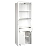 Home Source Industries TIF10208MIC Microwave Cart with Lots of Storage and Glass-Door on Upper Shelves, White Home Source Industries TIF10208MIC Microwave Cart with Lots of Storage and Glass-Door on Upper Shelves, White