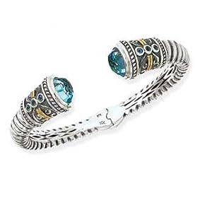 925 Silver and Blue Topaz Bracelet with 14k Gold Accents by Element Jewelry & Accessories
