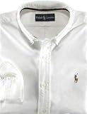 Ralph Lauren Mens Long-sleeved Oxford in White; Multi-colored Pony Logo