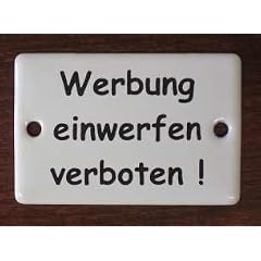 Emaille Schild Werbung einwerfen verboten!