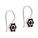 Flower Red Rhinestone Sterling Silver Children's Drop Earrings
