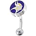NFL Logo TOP Mount CURVED Belly Ring - Minnesota Vikings