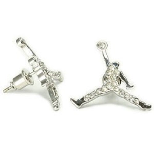 Platinum Style Iced CZ Michael Jordan Inspired Jumpman Stud Earrings