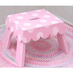 Childrens Toyshop  Toys : Pink Polka Dots Wooden Stool by New Arrivals