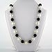 Picture of Joy De Mer:White Freshwater Pearl, Black Onyx, and 14K Yellow Gold Bead Necklace 30"