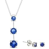 Sterling Silver Tanzanite cz Past Present and Future Earring and Pendant Jewelry Set