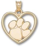 Clemson Tigers Paw Heart Pendant - 14KT Gold Jewelry