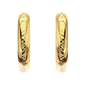 9ct Gold Criss Cross Diamond Cut Earrings - 15mm