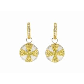 Round Maltese Cross Charms with Yellow Diamonds by Jude Frances