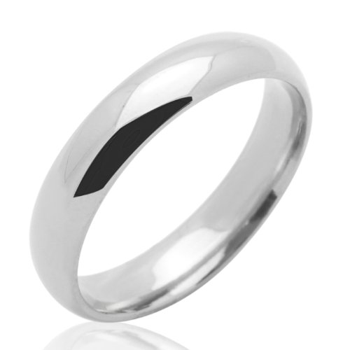 14K Gold Wedding Band Men's 4MM Plain Comfort Fit White Gold Ring For Size 8.5