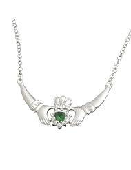 Emerald Claddagh Pendant on a chain