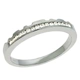 14k White 0.15 Ct Diamond Band Ring - Size 7.0