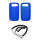 Blue Soft Silicone Gel Skin Cover Case + Rapid Car Charger for Nokia E72