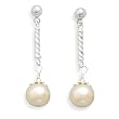 Post Earrings with Twist Bar and Cultured Freshwater Pearl Drop