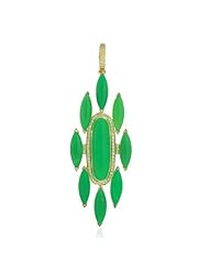 18kt Yellow Gold Diamond Pave Gemstone Pendant Designer Jewelry