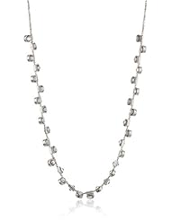 Sterling Silver Italian Rhodium Plated Swarovski Crystal Station Necklace, 16.5"+2" Extender