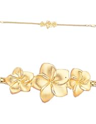 14K Plumeria Bracelet with Lobster Clasp