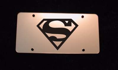 SUPERMAN MIRROR LICENSE PLATE W/FREE CHROME FRAME