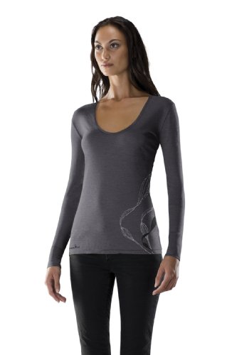 Icebreaker Damen Unterhemd INT200 Long Sleeve Haven Scoop, jet, L, IBBA59184L