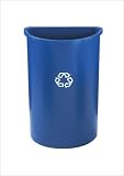 21 Gallon Half Round Rubbermaid Recycling Container - Blue