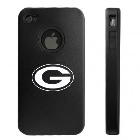 Apple iPhone 4 4S 4G Black Aluminum & Silicone Case Green Bay Packers