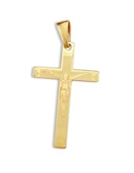 Crucifix Cross Pendant 14k Yellow Gold Jesus Classic Charm 1.50 inch