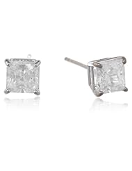 14k Gold 4mm Princess Cubic Zirconia Studs (0.75 cttw)
