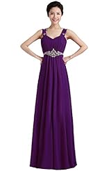 Crystals Crystal Chiffon Evening Dress/Bridesmaid Dress/Prom Dress/Maxi Dress 