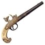 18th Century Russian Flintlock Pistol - Full Size Metal Replica Gun with Faux Ivory Grips - Elaborate Metalwork with Antiqued Gold/Brass Finish - Eagle Head Pommel