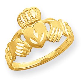 14k satin and diamond cut mens claddagh ring size 10 more detail click!