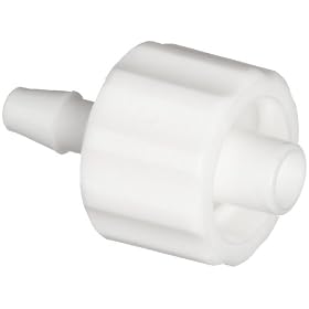 Value Plastics MTLL210-1  Male Luer Integral Lock Ring to 200 Series Barb, 1/16" (1.6 mm) ID Tubing, White Nylon, (25-Pack)