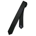 SILK Narrow NeckTie EXTRA Skinny BLACK Thin Men's Neck Tie