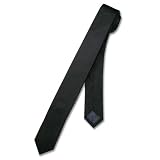 SILK Narrow NeckTie EXTRA Skinny BLACK Thin Men's Neck Tie