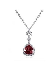 3.35Ct Pear Shaped Ruby & Diamond 14K Gold Pendant