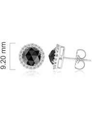 3.05 Cts Black & White Diamond Earrings in 14K White Gold