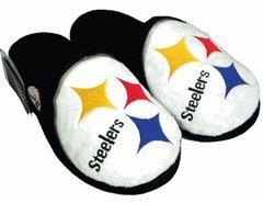 Pittsburgh Steelers Big Logo Hard Sole Slippers Plush Slide Slippers Medium: Men's Sizes 9 to 10 / Women's Sizes 10 to 11