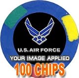 Custom Poker Chips: Put your image, Promotional Logo, or Design on a chip - 100 Full Color 14 gram Clay Composite poker chips