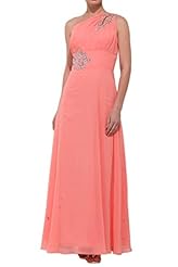 One Shoulder Sequined Natural   Waistline Chiffon Ankle Length Prom Dress 